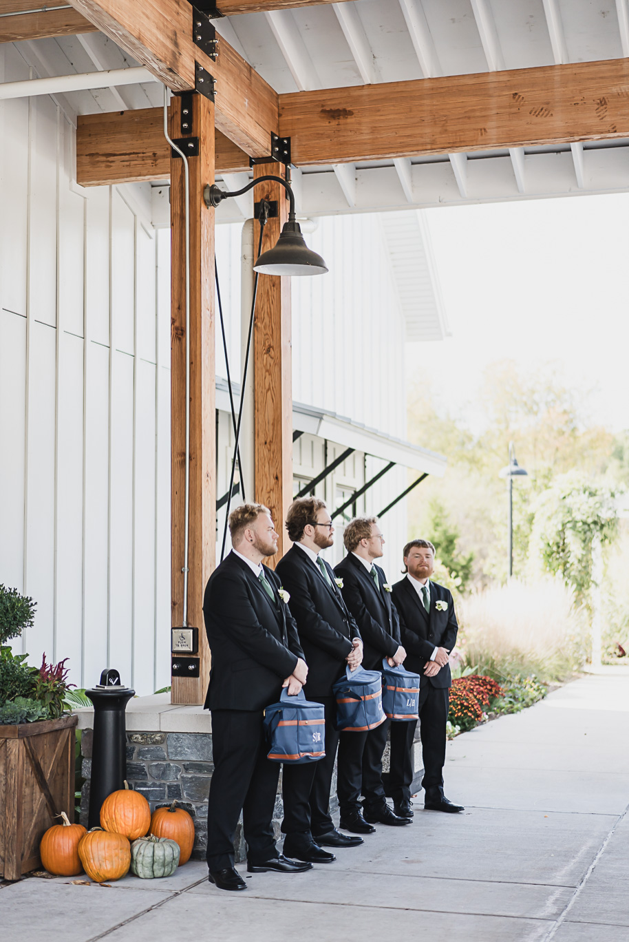 Groomsman gift of personally monogrammed soft coolers. 